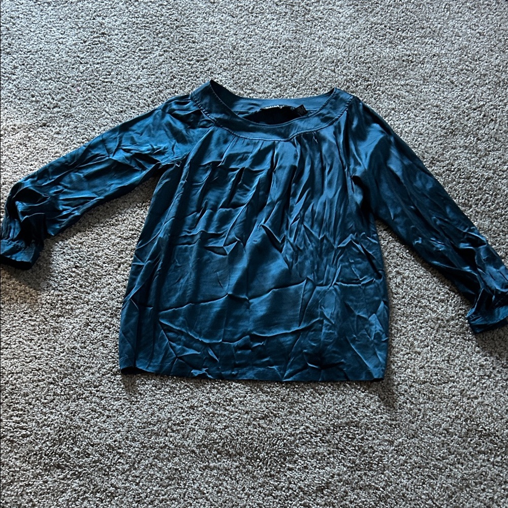 Elegant Teal Silk Women's Blouse